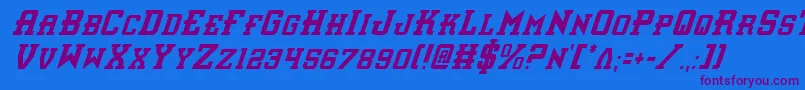 InterceptorCondensedItalic Font – Purple Fonts on Blue Background