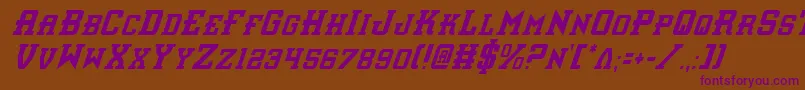 InterceptorCondensedItalic-Schriftart – Violette Schriften auf braunem Hintergrund