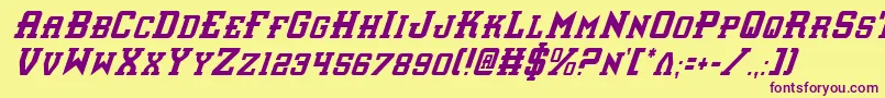 InterceptorCondensedItalic-fontti – violetit fontit keltaisella taustalla