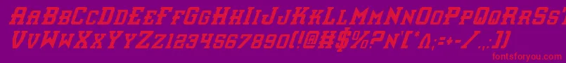 InterceptorCondensedItalic Font – Red Fonts on Purple Background