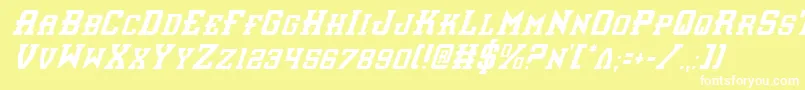 フォントInterceptorCondensedItalic – 黄色い背景に白い文字