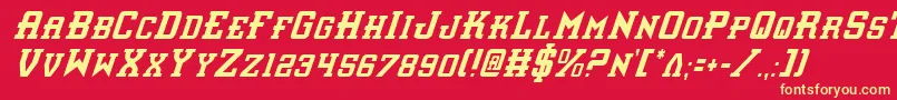 フォントInterceptorCondensedItalic – 黄色の文字、赤い背景