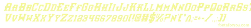 Czcionka InterceptorCondensedItalic – żółte czcionki na białym tle