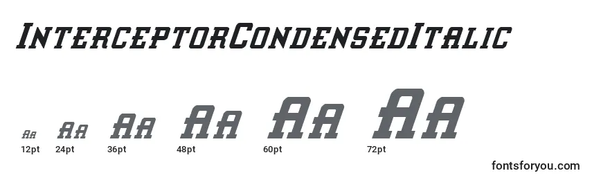 InterceptorCondensedItalic Font Sizes