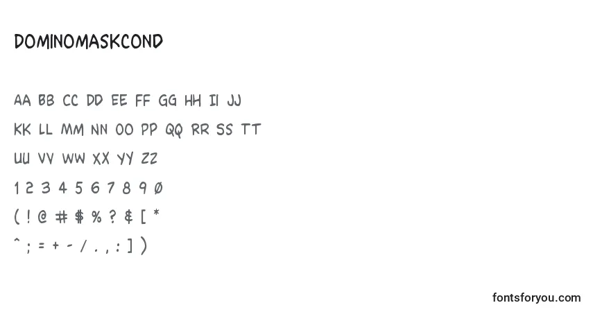Schriftart Dominomaskcond – Alphabet, Zahlen, spezielle Symbole