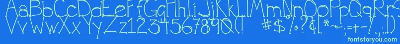 DjbForAnnie Font – Green Fonts on Blue Background