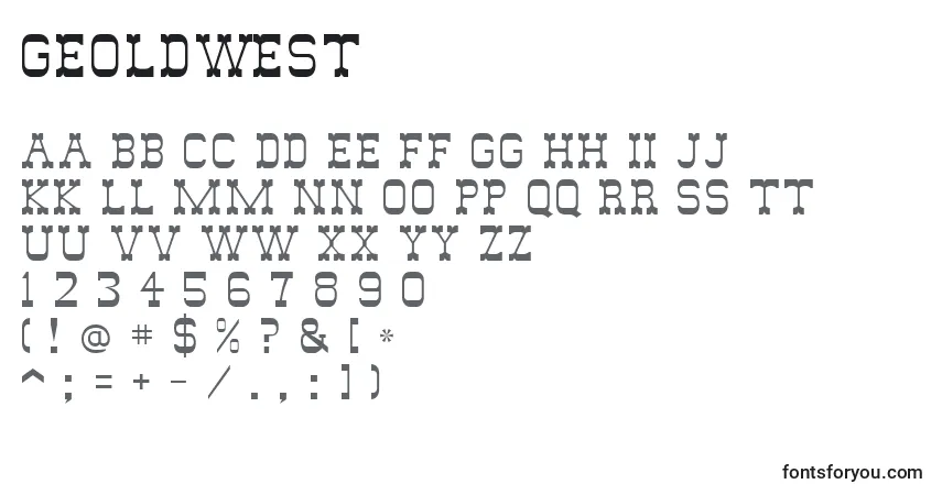 Czcionka GeOldWest – alfabet, cyfry, specjalne znaki