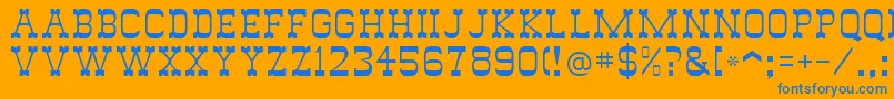 GeOldWest-Schriftart – Blaue Schriften auf orangefarbenem Hintergrund