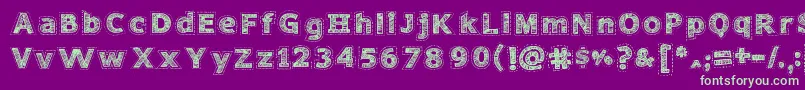 NeedleworkPerfect Font – Green Fonts on Purple Background