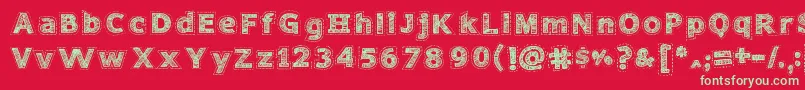 NeedleworkPerfect Font – Green Fonts on Red Background