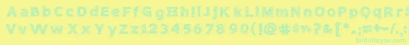 NeedleworkPerfect Font – Green Fonts on Yellow Background