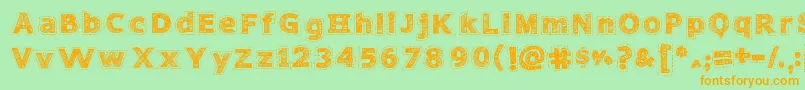 NeedleworkPerfect Font – Orange Fonts on Green Background