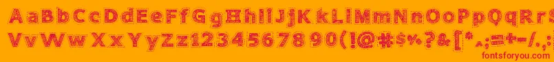 NeedleworkPerfect Font – Red Fonts on Orange Background