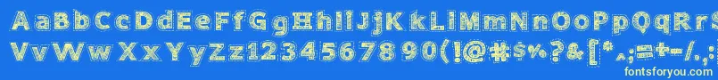 NeedleworkPerfect Font – Yellow Fonts on Blue Background