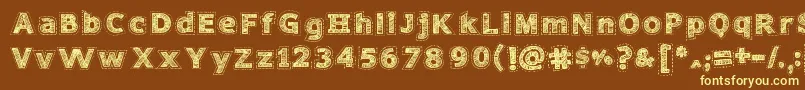 NeedleworkPerfect Font – Yellow Fonts on Brown Background