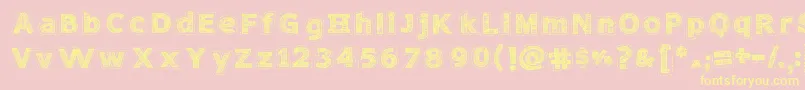 NeedleworkPerfect-Schriftart – Gelbe Schriften auf rosa Hintergrund