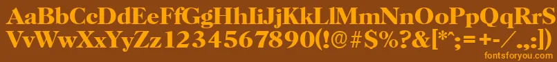 フォントHorshamserialBold – オレンジ色の文字が茶色の背景にあります。