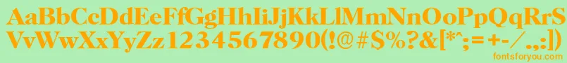 フォントHorshamserialBold – オレンジの文字が緑の背景にあります。