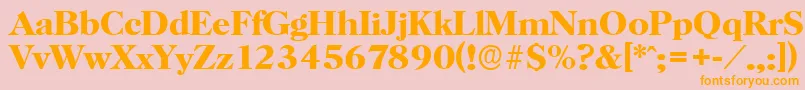 フォントHorshamserialBold – オレンジの文字がピンクの背景にあります。