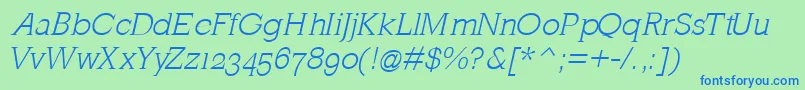 MklatinlightOblique Font – Blue Fonts on Green Background