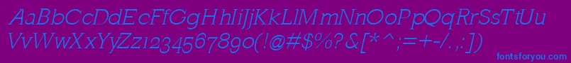 MklatinlightOblique Font – Blue Fonts on Purple Background