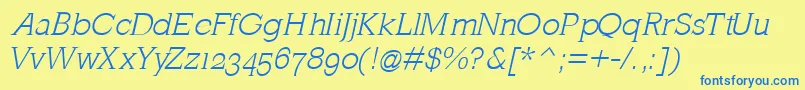 MklatinlightOblique Font – Blue Fonts on Yellow Background