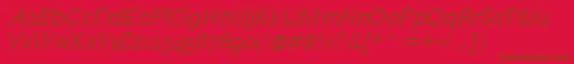 Fonte MklatinlightOblique – fontes marrons em um fundo vermelho