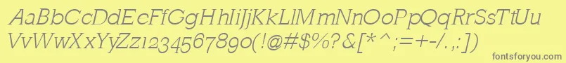 フォントMklatinlightOblique – 黄色の背景に灰色の文字
