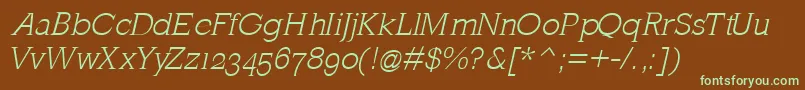 MklatinlightOblique Font – Green Fonts on Brown Background