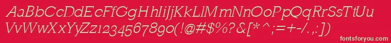 Czcionka MklatinlightOblique – zielone czcionki na czerwonym tle