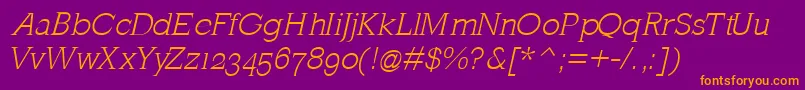 Fonte MklatinlightOblique – fontes laranjas em um fundo violeta