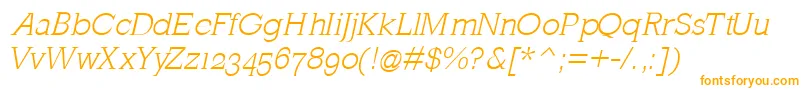 MklatinlightOblique-Schriftart – Orangefarbene Schriften auf weißem Hintergrund