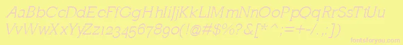 MklatinlightOblique Font – Pink Fonts on Yellow Background