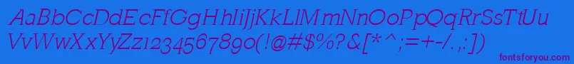 MklatinlightOblique Font – Purple Fonts on Blue Background