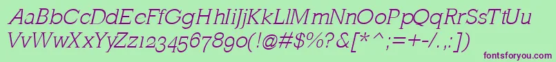 MklatinlightOblique Font – Purple Fonts on Green Background
