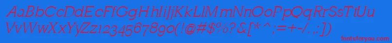 MklatinlightOblique Font – Red Fonts on Blue Background