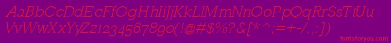 フォントMklatinlightOblique – 紫の背景に赤い文字