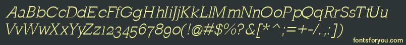 MklatinlightOblique Font – Yellow Fonts on Black Background