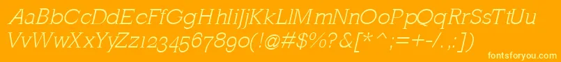 Fonte MklatinlightOblique – fontes amarelas em um fundo laranja