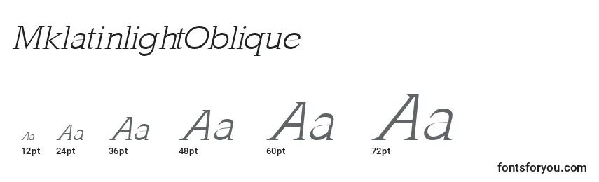 Размеры шрифта MklatinlightOblique