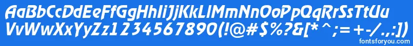 RewinderdemiItalic-Schriftart – Weiße Schriften auf blauem Hintergrund