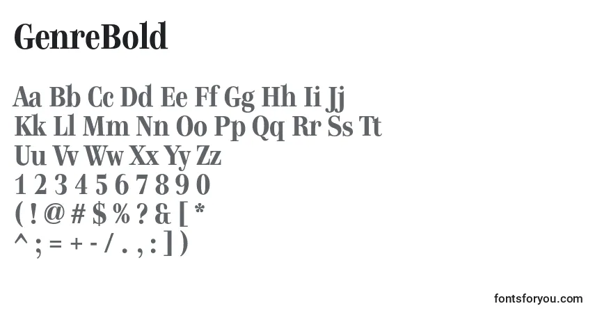 Czcionka GenreBold – alfabet, cyfry, specjalne znaki