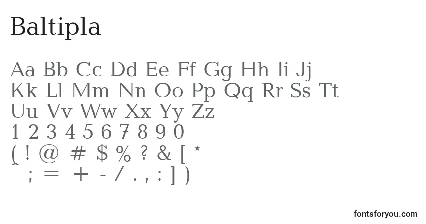 Czcionka Baltipla – alfabet, cyfry, specjalne znaki