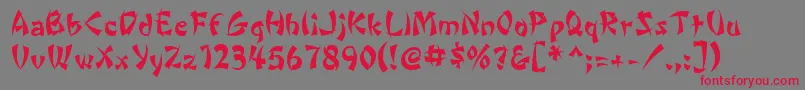 More about WontonByDaFontMafia Font WontonByDaFontMafia Font – Red Fonts on Gray Background
