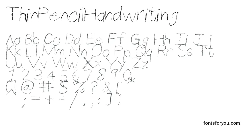 A fonte ThinPencilHandwriting (80754) – alfabeto, números, caracteres especiais