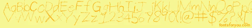 ThinPencilHandwriting Font – Orange Fonts on Yellow Background