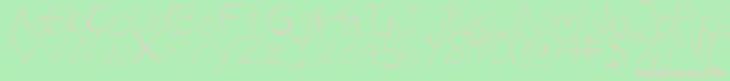 Czcionka ThinPencilHandwriting – różowe czcionki na zielonym tle