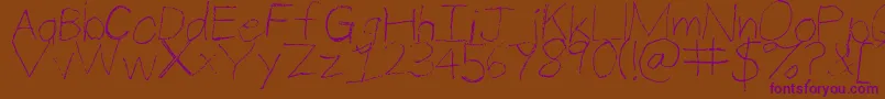 ThinPencilHandwriting-Schriftart – Violette Schriften auf braunem Hintergrund