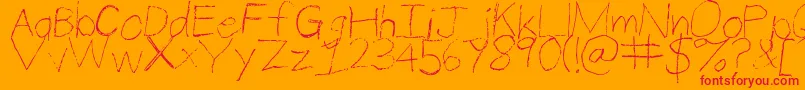 ThinPencilHandwriting-Schriftart – Rote Schriften auf orangefarbenem Hintergrund