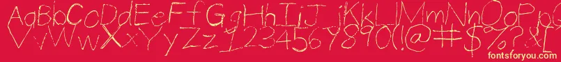 ThinPencilHandwriting Font – Yellow Fonts on Red Background